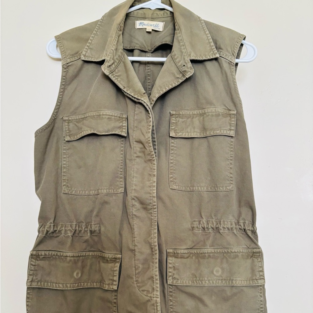 Madewell cargo vest small drawstring cinch waist euc